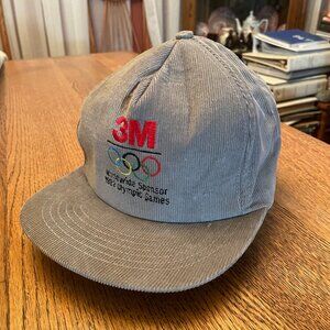 Men's Vintage 3M 1992 Olympic Sponsor Gray Corduroy Snapback Baseball Hat Cap